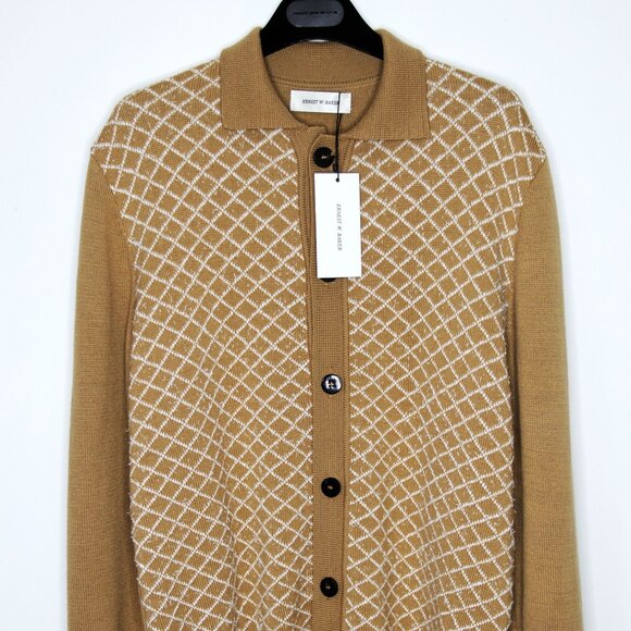 BNWT SS24 ERNEST W. BAKER QUILTED BOUCLE POLO CARDIGAN L - Picture 2 of 11